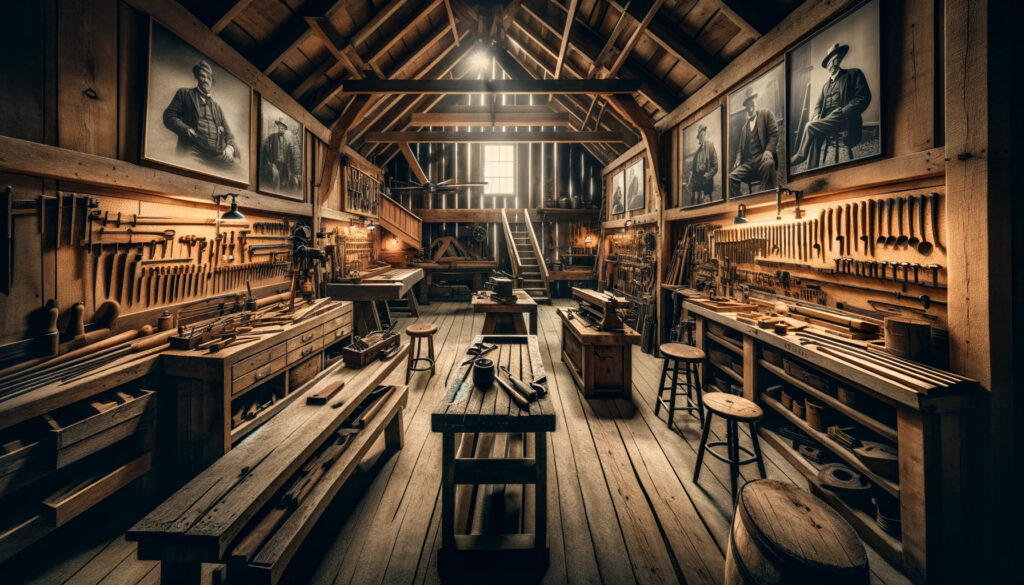 The-background-should-pay-tribute-to-the-rich-history-of-woodworking-depicting-a-barn-like-works