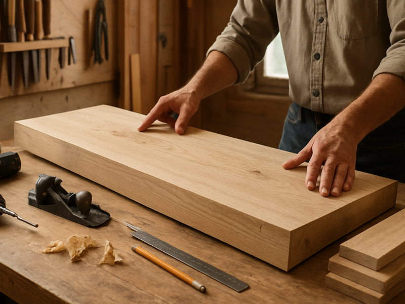 Illustrative woodworking scene for How Long Should Wood Acclimate Before a Woodworking Project?