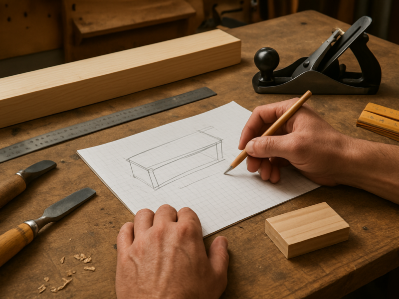 Illustrative woodworking scene for How to Plan a Woodworking Project Before Making the First Cut