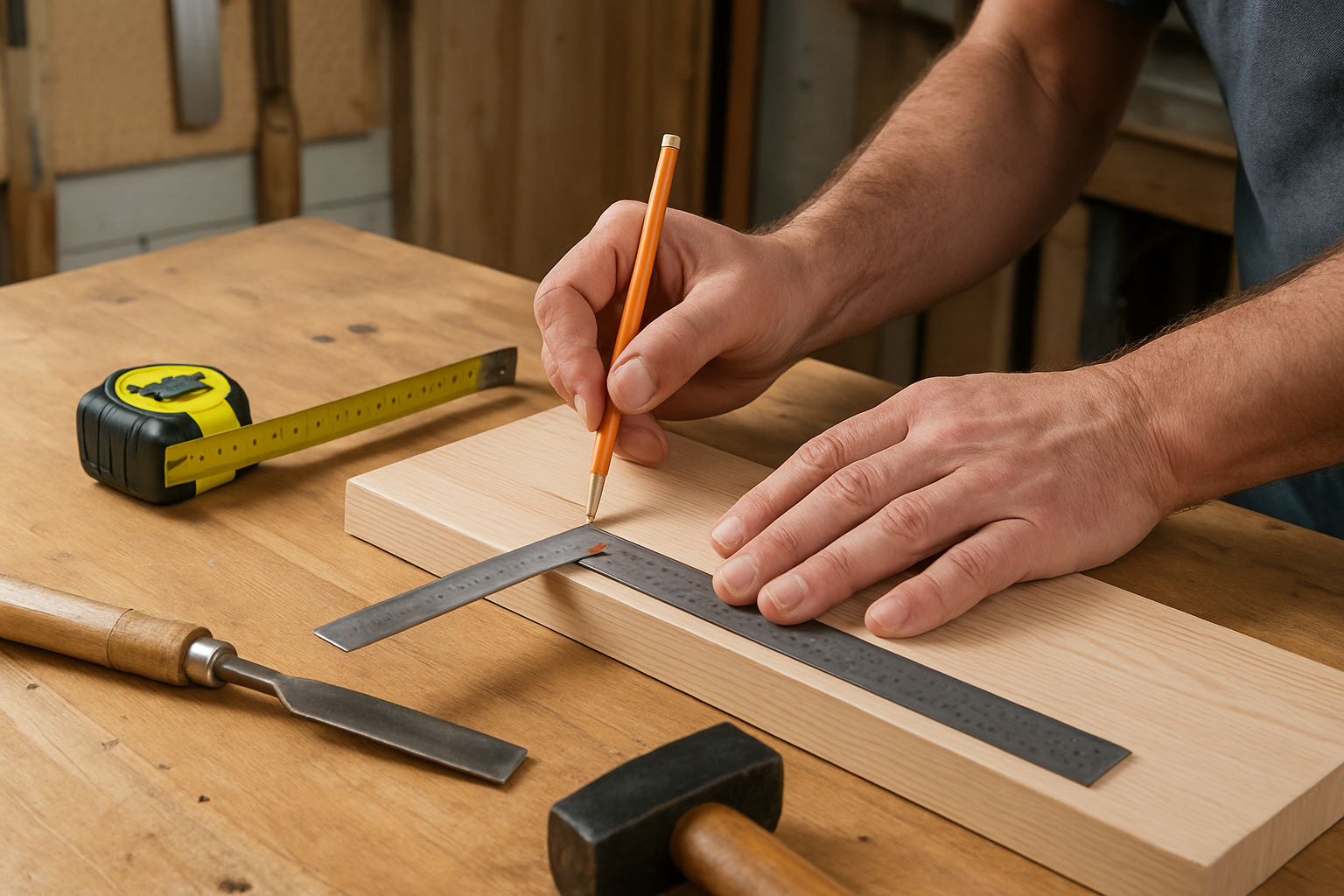Illustrative woodworking scene for How to Transfer Measurements Without Repeating Tape-Measure Errors