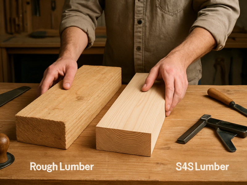 Illustrative woodworking scene for Rough Lumber vs S4S Lumber: Which Is Better for Beginners?