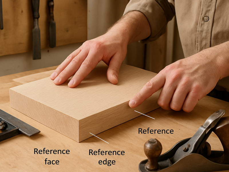 Illustrative woodworking scene for Woodworking Reference Face and Reference Edge Explained